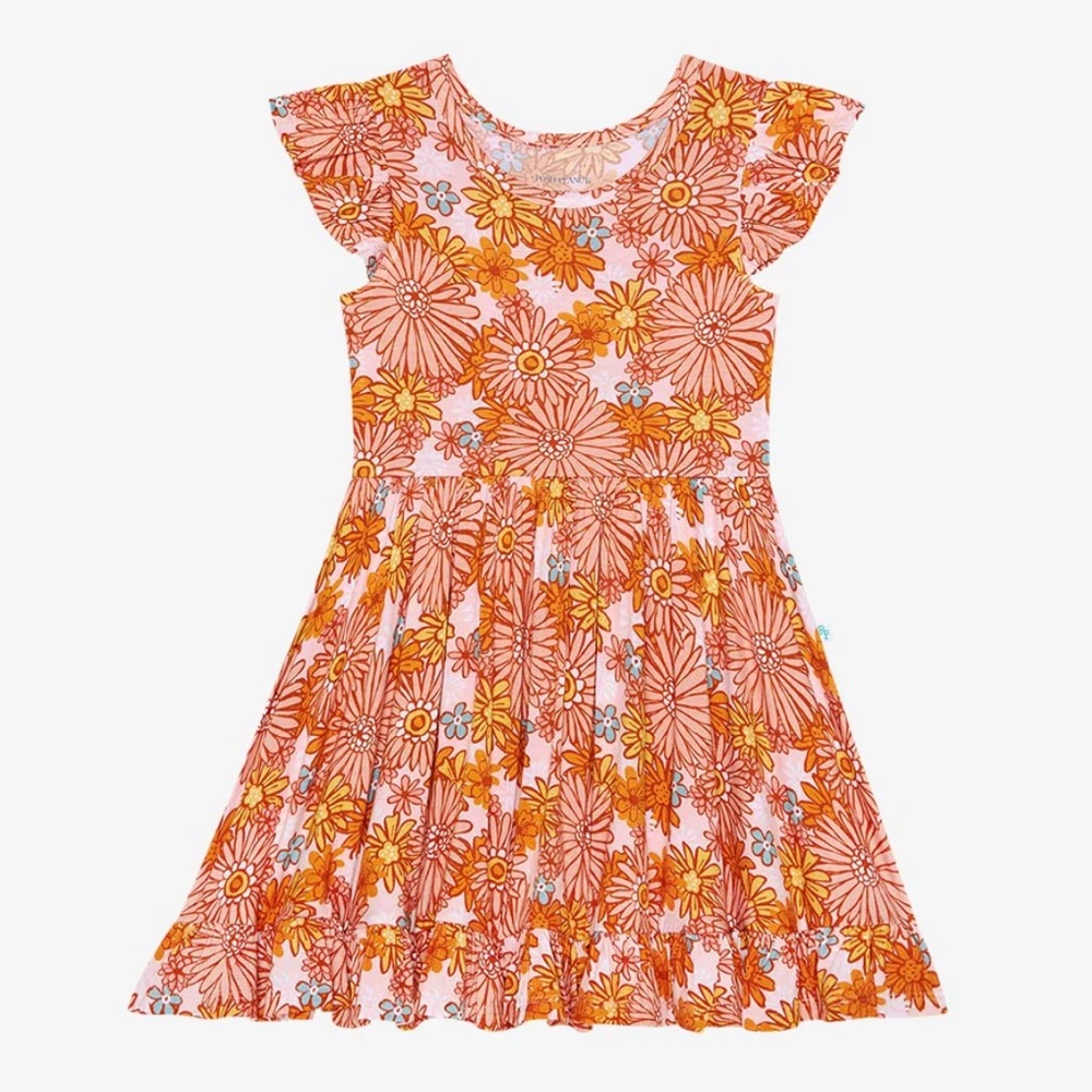Posh Peanut Laura Cap Sleeve Ruffled Twirl Dress
